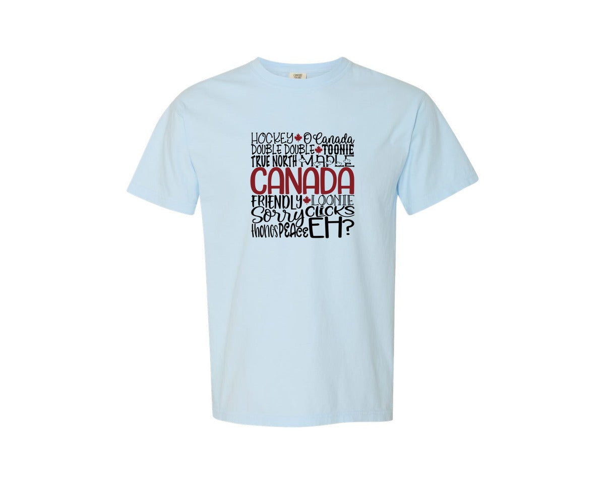 brand:Comfort Colors|color:Chambray|Canada Canadian Maple Leaf Graphic T-Shirt