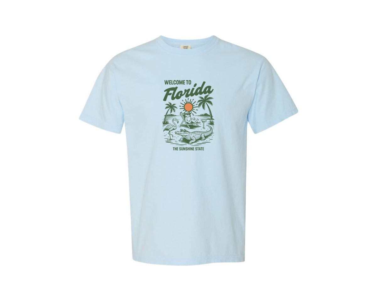 brand:Comfort Colors|color:Chambray|Summer Florida Beach Graphic T-Shirt
