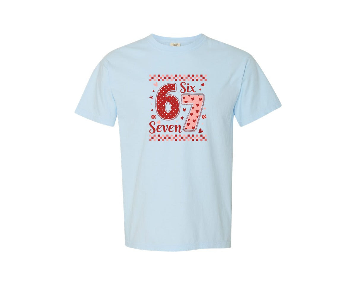 brand:Comfort Colors|color:Chambray|Vairal Meme 67 Valentines Day Design Graphic T-Shirt