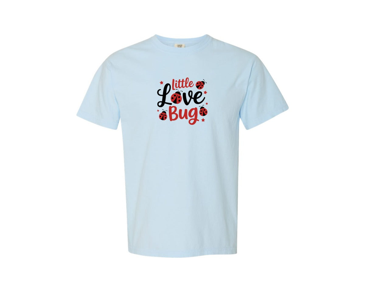 brand:Comfort Colors|color:Chambray|Little Love Bug Valentine Graphic T-Shirt