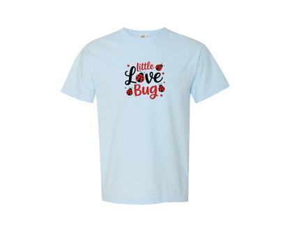 brand:Comfort Colors|color:Chambray|Little Love Bug Valentine Graphic T-Shirt
