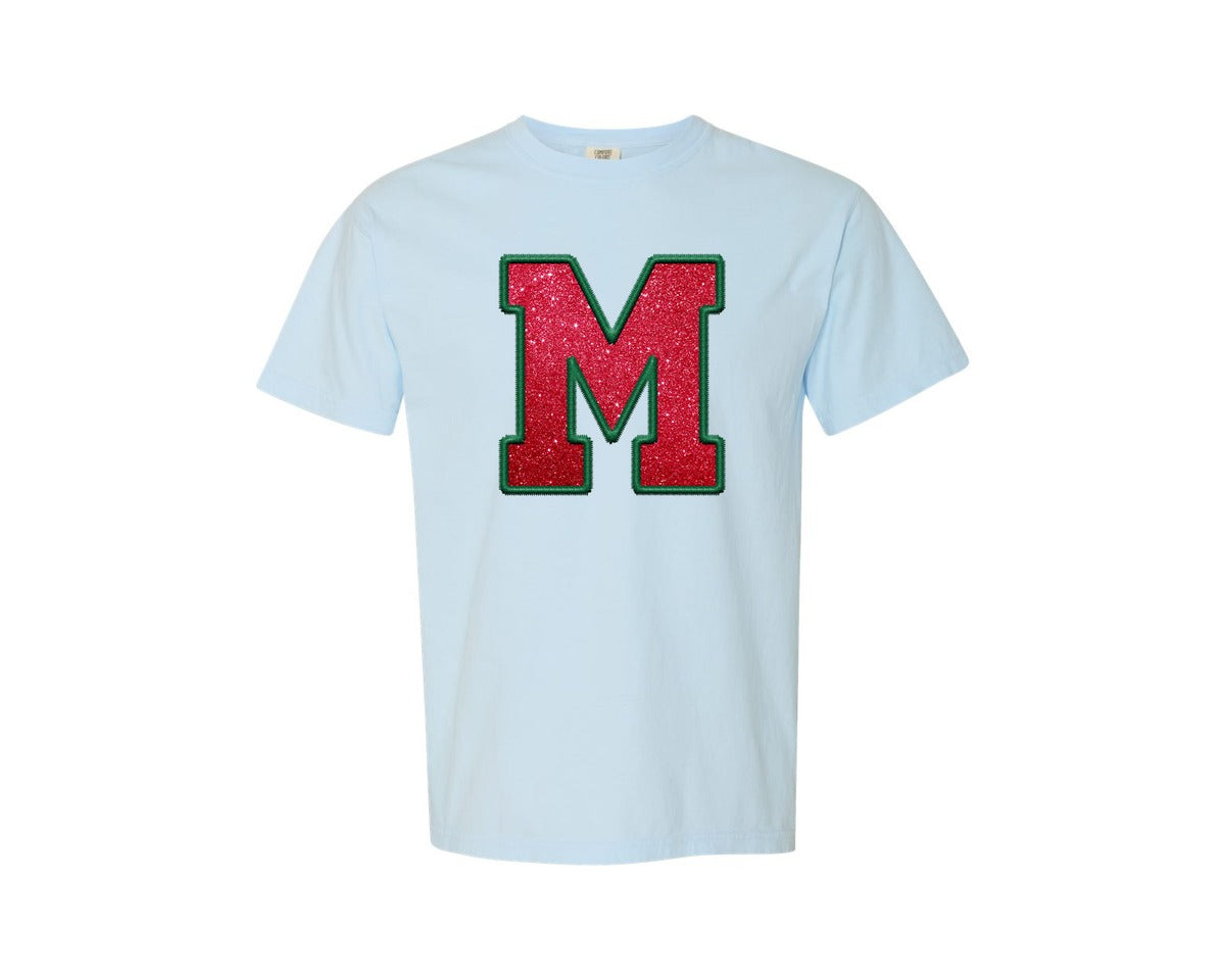 brand:Comfort Colors|color:Chambray|Faux Embroidery Sequin Letters Graphic T-Shirt