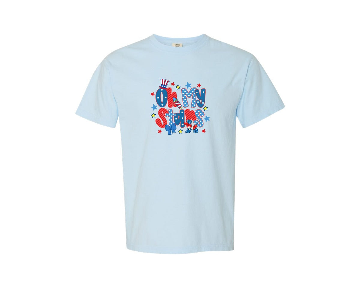 brand:Comfort Colors|color:Chambray|Oh My Stars 4Th Of July 2 Graphic T-Shirt