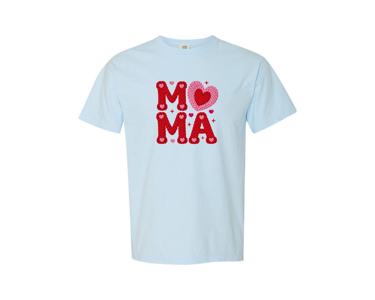 brand:Comfort Colors|color:Chambray|Latch Hook Mama Heart Graphic T-Shirt