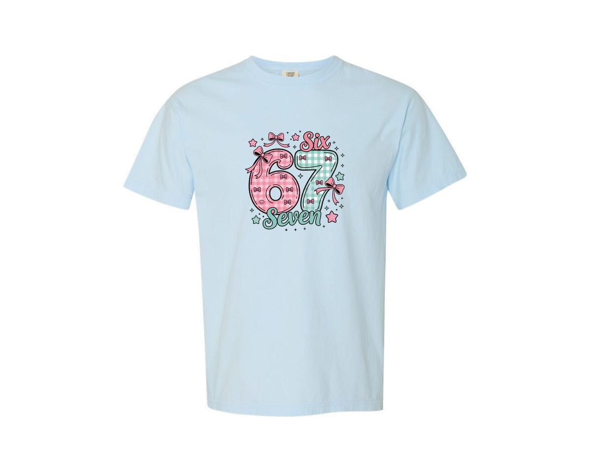 brand:Comfort Colors|color:Chambray|Six Seven 6 7 Valentines Day Trendy 3 Graphic T-Shirt