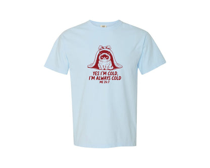brand:Comfort Colors|color:Chambray|Yes Im Cold Always Cold Me 247 Des Graphic T-Shirt