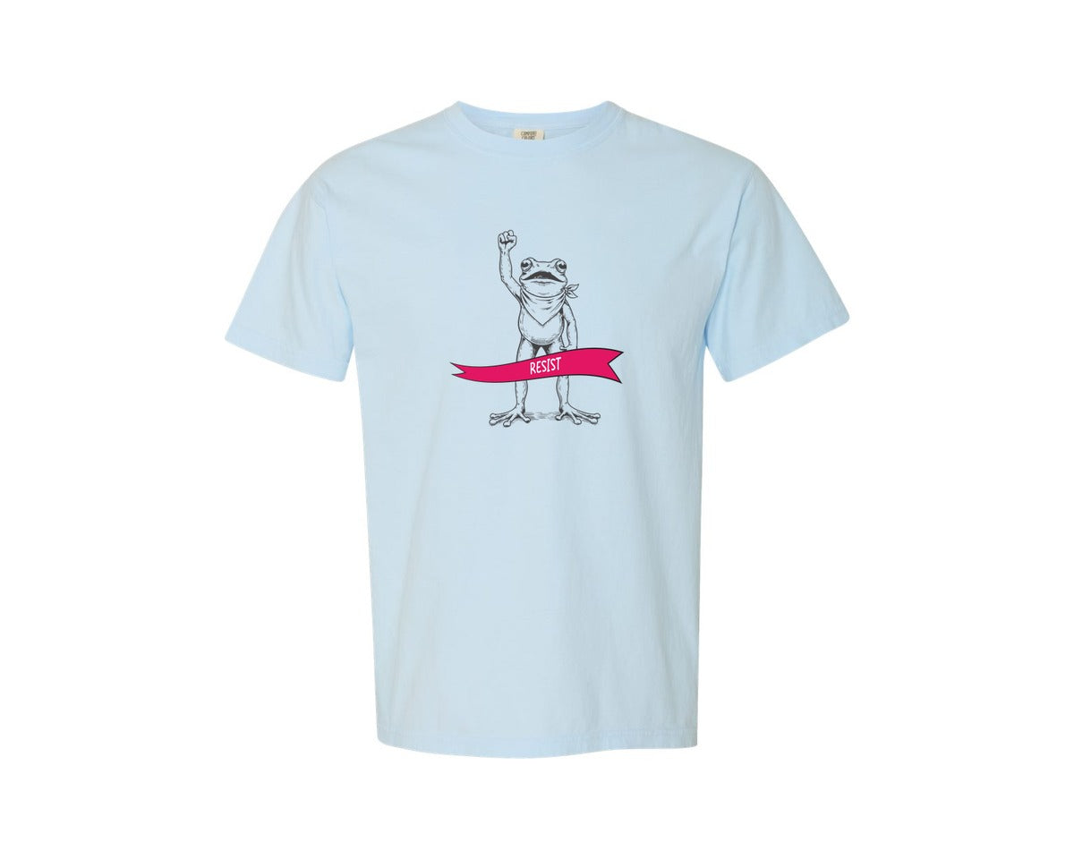 brand:Comfort Colors|color:Chambray|Funny Resist Frog With Bandana T Shirt 2 Graphic T-Shirt