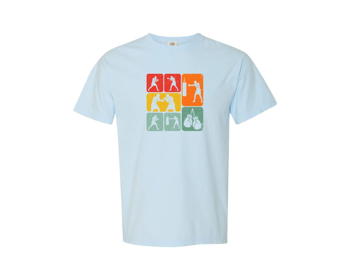 brand:Comfort Colors|color:Chambray|Retro Boxing Silhouettes T Shirt Graphic T-Shirt