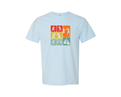 brand:Comfort Colors|color:Chambray|Retro Boxing Silhouettes T Shirt Graphic T-Shirt