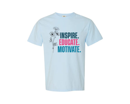 brand:Comfort Colors|color:Chambray|Boho Floral Teacher Graphic T-Shirt