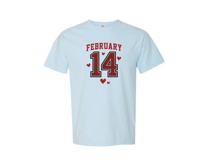 brand:Comfort Colors|color:Chambray|Distressed Retro February 14 Love Graphic T-Shirt