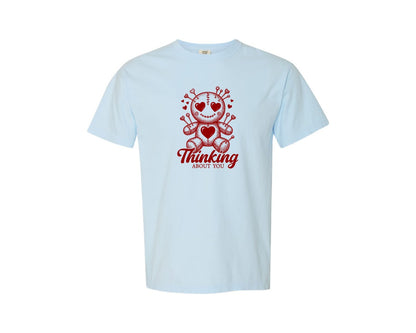 brand:Comfort Colors|color:Chambray|Thinking About You Voodoo Doll Valentine Graphic T-Shirt