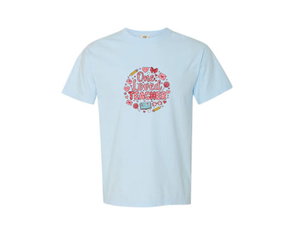 brand:Comfort Colors|color:Chambray|One Loved Teacher Valentines Day 2 Graphic T-Shirt