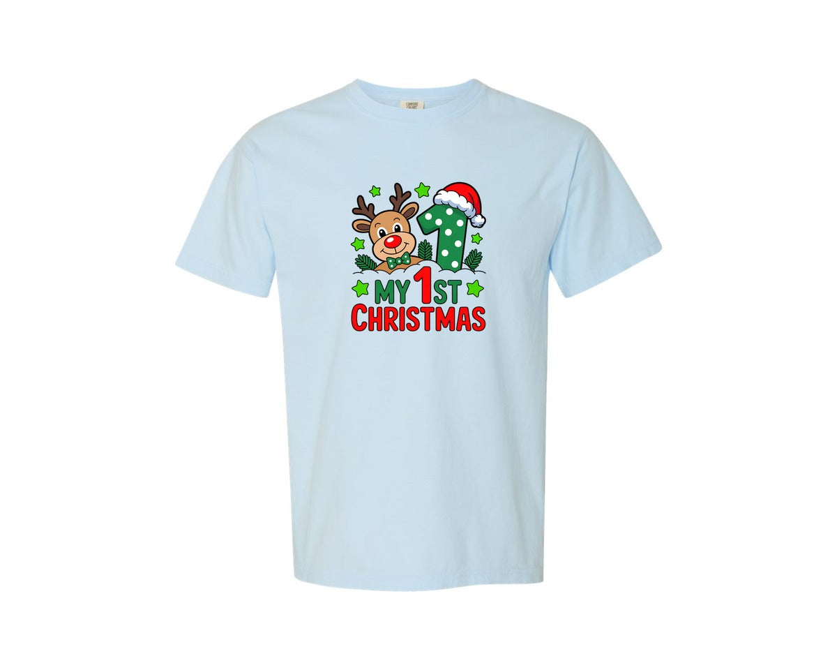 brand:Comfort Colors|color:Chambray|My 1St Christmas Christmas T Shirt 3 Graphic T-Shirt