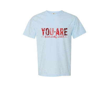 brand:Comfort Colors|color:Chambray|Sleeve Design You Are Loved Val Graphic T-Shirt