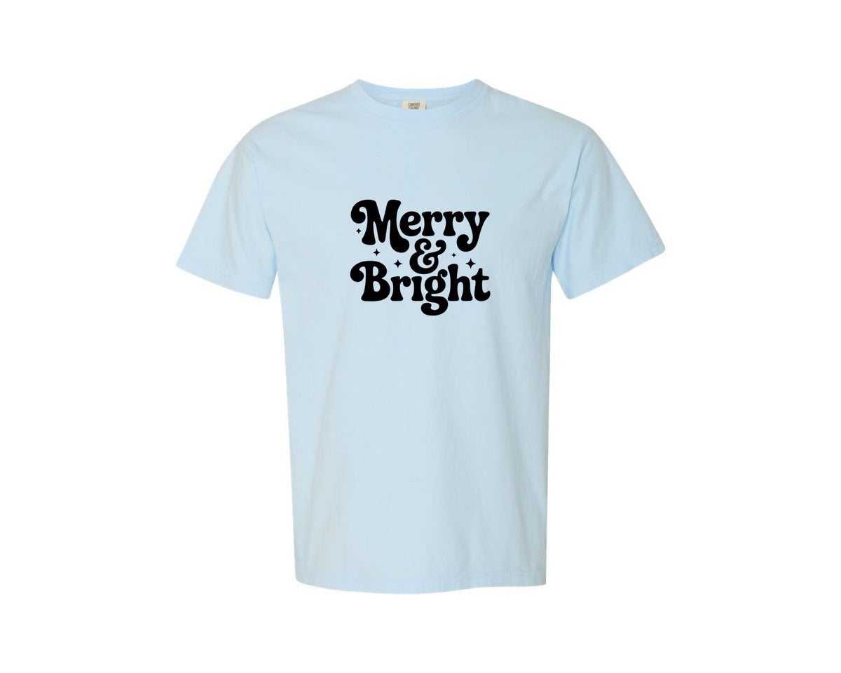 brand:Comfort Colors|color:Chambray|Merry Bright Christmas T Shirt Design 14 Graphic T-Shirt