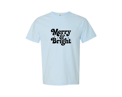 brand:Comfort Colors|color:Chambray|Merry Bright Christmas T Shirt Design 14 Graphic T-Shirt