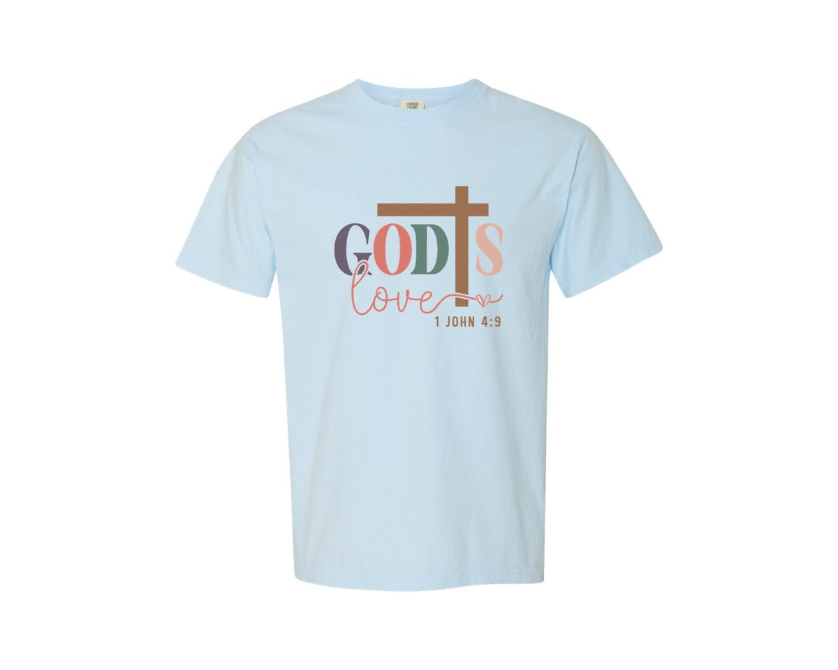 brand:Comfort Colors|color:Chambray|Gods Love Boho Christian Graphic T-Shirt