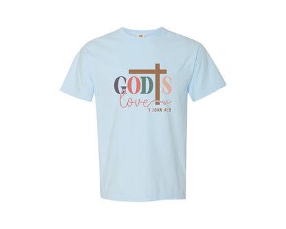 brand:Comfort Colors|color:Chambray|Gods Love Boho Christian Graphic T-Shirt