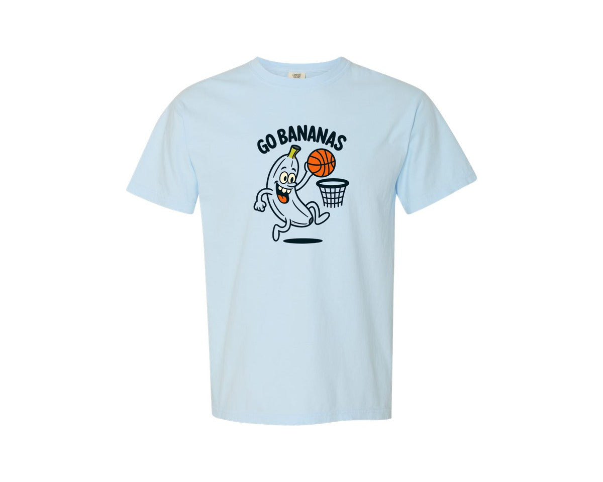brand:Comfort Colors|color:Chambray|Go Bananas Funny Basketball Graphic T-Shirt