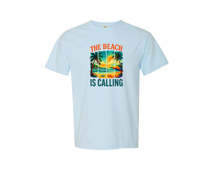 brand:Comfort Colors|color:Chambray|The Beach Is Calling T Shirt Graphic T-Shirt