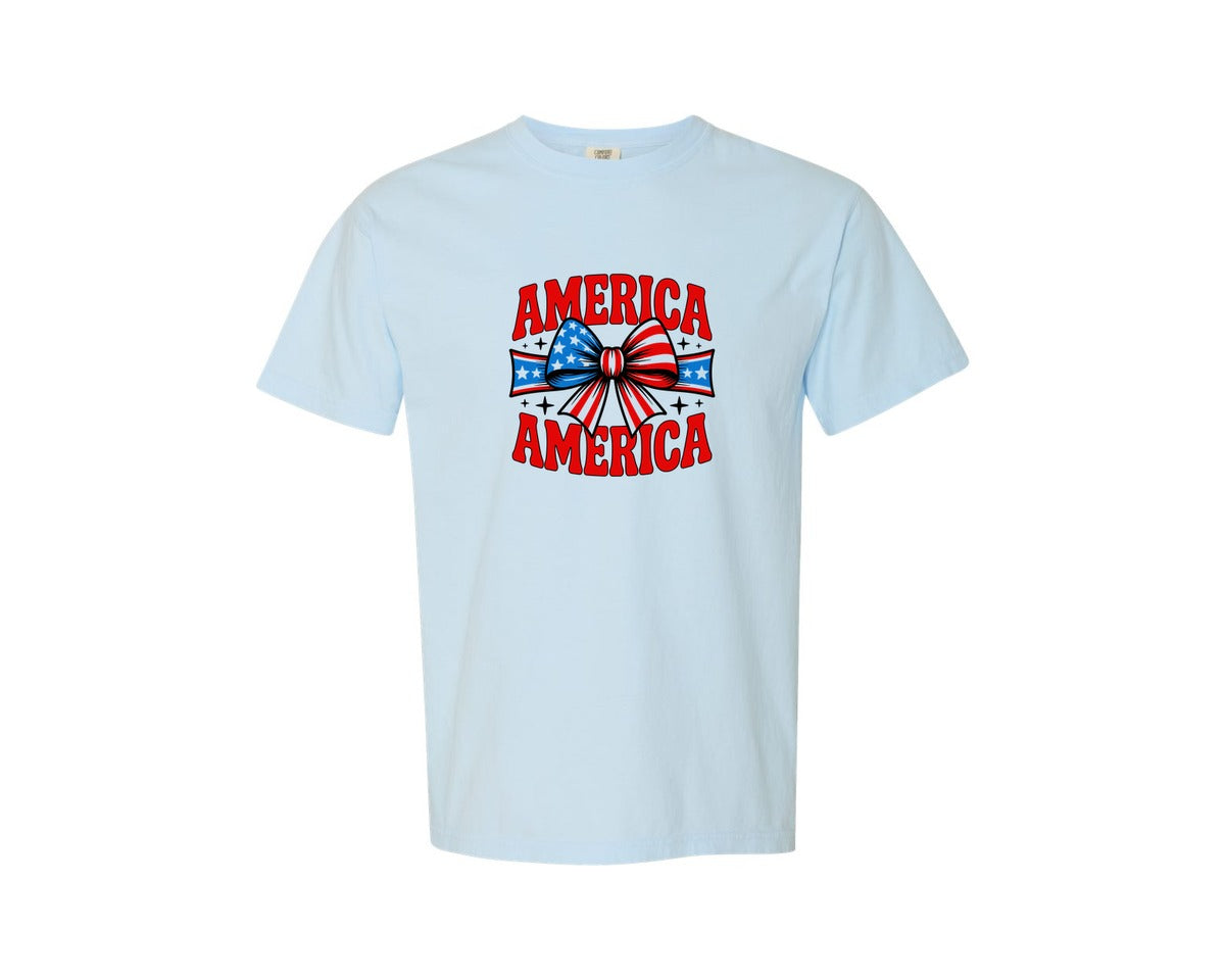 brand:Comfort Colors|color:Chambray|Coquette American Flag 4Th Of July Graphic T-Shirt