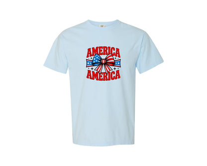 brand:Comfort Colors|color:Chambray|Coquette American Flag 4Th Of July Graphic T-Shirt