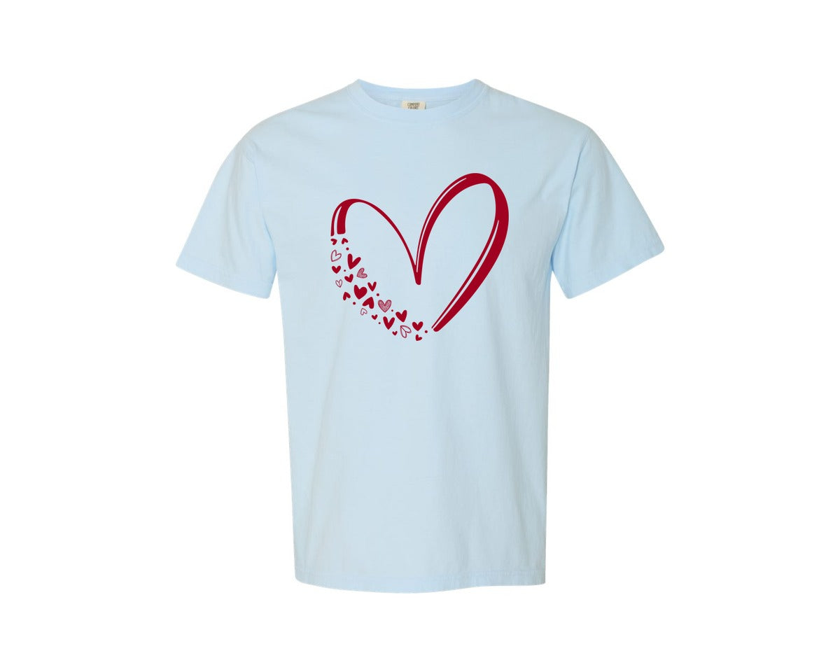 brand:Comfort Colors|color:Chambray|Valentine Heart 5 Graphic T-Shirt