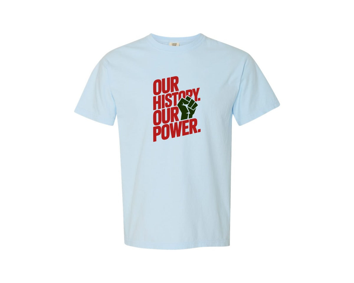 brand:Comfort Colors|color:Chambray|Our History Our Power Black History Graphic T-Shirt
