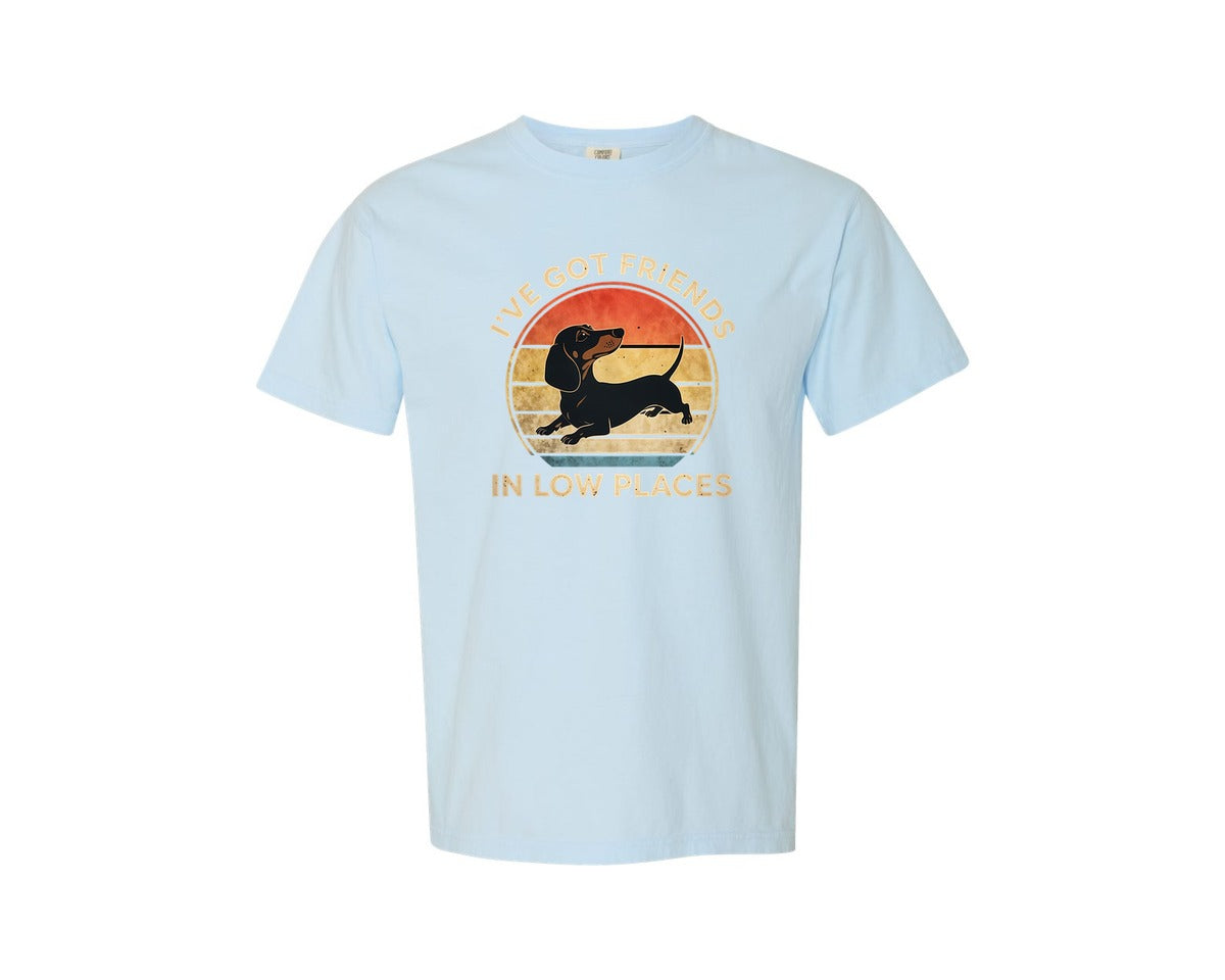 brand:Comfort Colors|color:Chambray|Dachshund Ive Got Friends In Low Places 2 Graphic T-Shirt