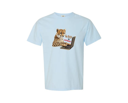 brand:Comfort Colors|color:Chambray|Tiger Typing On A Laptop T Shirt Print Graphic T-Shirt