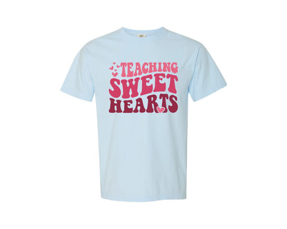 brand:Comfort Colors|color:Chambray|Teacher Valentine Teaching Sweethearts 3 Graphic T-Shirt