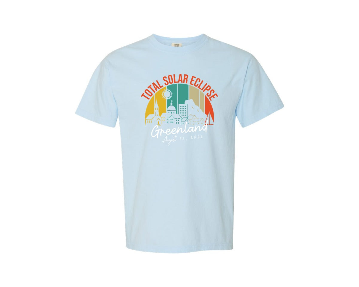 brand:Comfort Colors|color:Chambray|Total Solar Eclipse Greenland August 12 Graphic T-Shirt