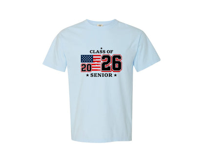 brand:Comfort Colors|color:Chambray|Patriotic Senior Class 2026 Design Graphic T-Shirt