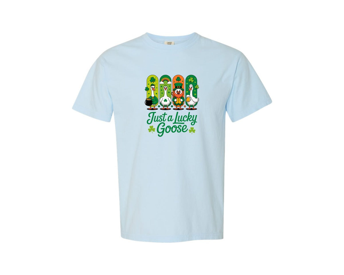 brand:Comfort Colors|color:Chambray|Just A Lucky Goose Design 2 Graphic T-Shirt