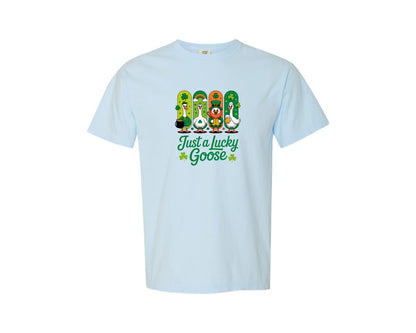 brand:Comfort Colors|color:Chambray|Just A Lucky Goose Design 2 Graphic T-Shirt
