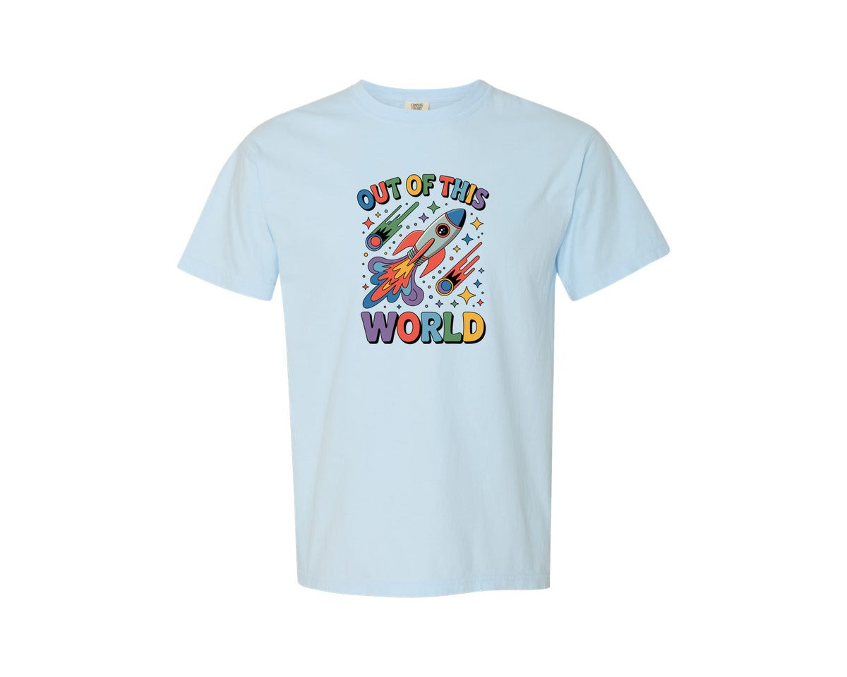 brand:Comfort Colors|color:Chambray|Out Of This World Space Travel Design Graphic T-Shirt
