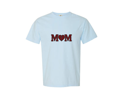 brand:Comfort Colors|color:Chambray|Rhinestone Mom Heart Cross Design Graphic T-Shirt