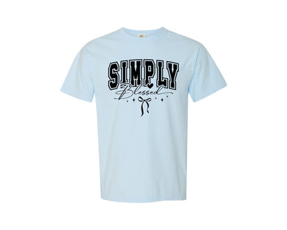 brand:Comfort Colors|color:Chambray|Simply Blessed Christian Jesus Graphic T-Shirt