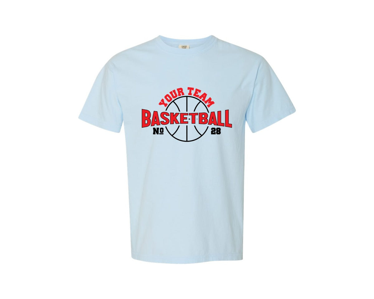 brand:Comfort Colors|color:Chambray|Your Team Basketball No 28 T Shirt Graphic T-Shirt