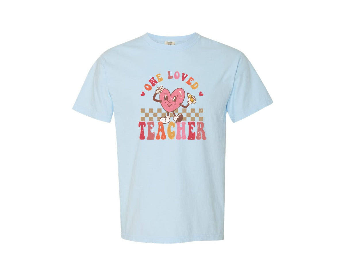 brand:Comfort Colors|color:Chambray|Love Teacher Valentine Graphic T-Shirt