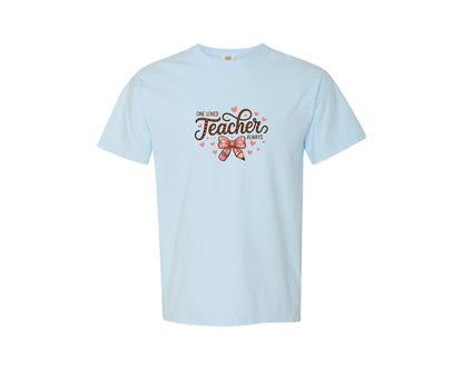 brand:Comfort Colors|color:Chambray|One Loved Teacher Always Valentine Graphic T-Shirt