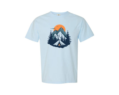 brand:Comfort Colors|color:Chambray|Sunset Camping Adventure T Shirt Design 8 Graphic T-Shirt