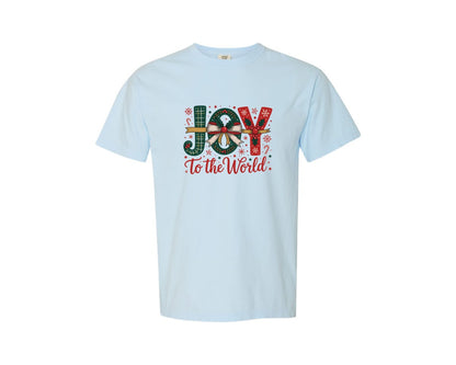 brand:Comfort Colors|color:Chambray|Joy To The World Christmas San Graphic T-Shirt