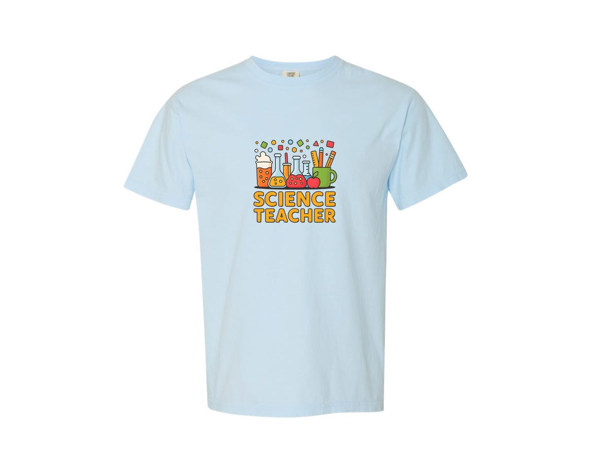 brand:Comfort Colors|color:Chambray|Science Teacher Coffee Cups Design Graphic T-Shirt