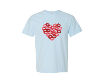brand:Comfort Colors|color:Chambray|Valentine Heart Valentines Graphic T-Shirt