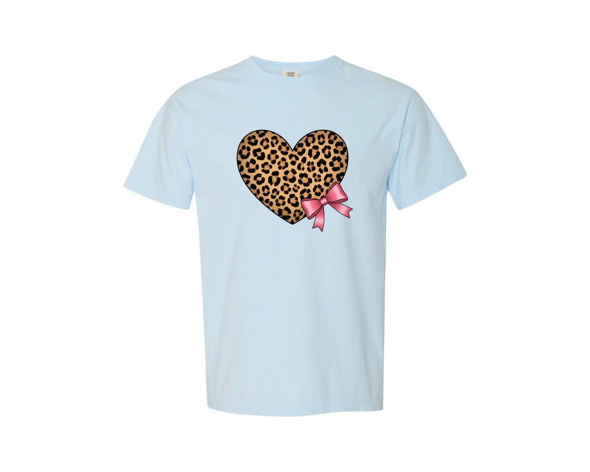 brand:Comfort Colors|color:Chambray|Valentine Leopard Heart Graphic T-Shirt