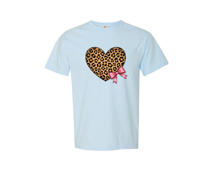 brand:Comfort Colors|color:Chambray|Valentine Leopard Heart Graphic T-Shirt