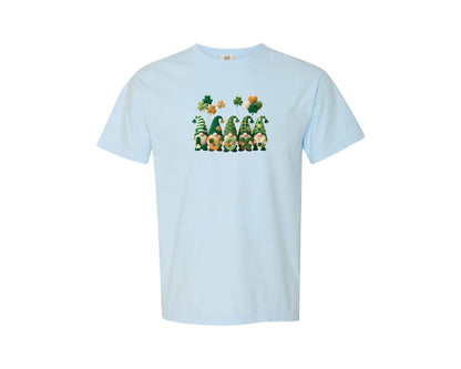 brand:Comfort Colors|color:Chambray|Faux Yarn Lucky St Patricks Day Gnome Graphic T-Shirt