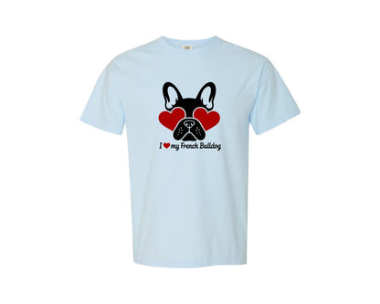 brand:Comfort Colors|color:Chambray|I Love My French Bulldog Ai Graphic T-Shirt